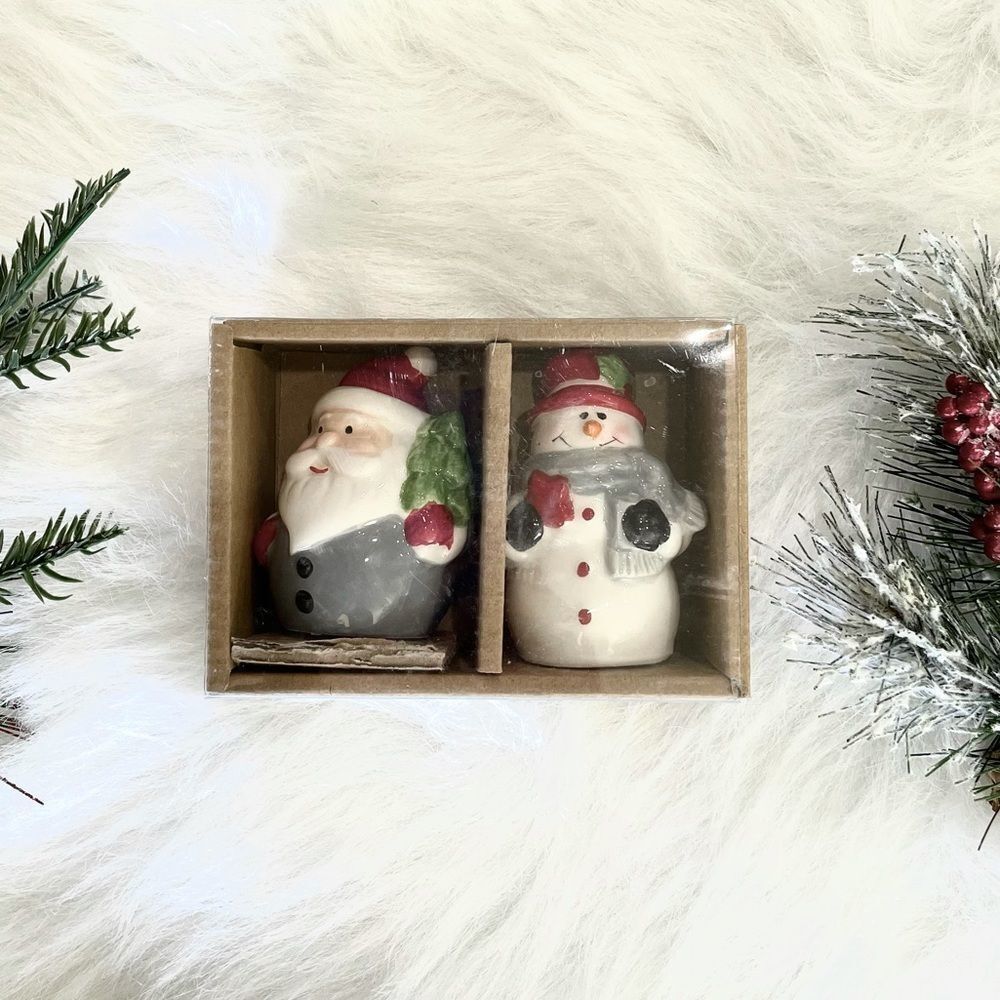 𝅺AMICI SANTA and Snowman Christmas Ceramic salt and pepper Shakers